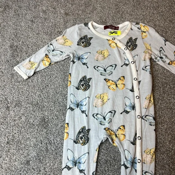 Milkbarn Baby Footed Romper 3-6 Months Butterfly Organic Cotton Snap Pajama - Picture 3 of 13
